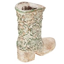 Product Cowboy Boot Planter 24cm Vintage Flower Pattern Polyresin Brown