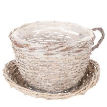 Product Wicker Cup and Saucer Table Decoration with Liner, 34cm