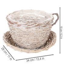 Product Wicker Cup and Saucer Table Decoration with Liner, 34cm