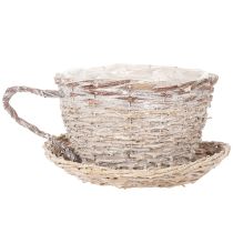 Product Wicker Cup and Saucer Table Decoration with Liner, 34cm