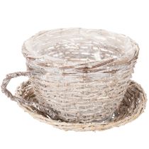 Product Wicker Cup and Saucer Table Decoration with Liner, 34cm