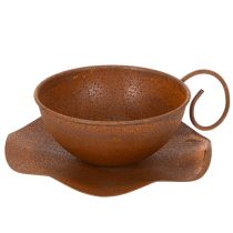 Product Planting cup with saucer, plant pot, rust finish, Ø19.5cm, H8cm