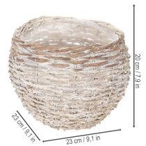 Product ProductName  
Round Handwoven Basket with Inner Lining – White – 23cm  

ProductDescription  
<div>  
<h2>White Handwoven Basket for Home Decoration and Planting</h2>  
 
<p>This round white handwoven basket is an excellent choice for adding a natural tou