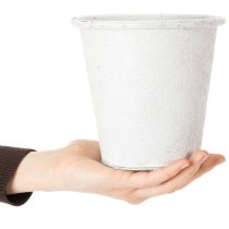 Product Plant pot with ornaments, cachepot, metal container, white, Ø15.5cm, H14.5cm