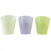 Product Plant pot woven planter paper green, yellow, purple Ø7cm H13cm 12pcs