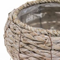 Product White Washed Round Plant Basket Ø22cm H13cm Flower Pot Planter Decoration