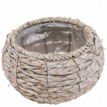 Product White Washed Round Plant Basket Ø22cm H13cm Flower Pot Planter Decoration