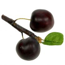 Artificial plum branch with 2 plums 12cm