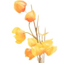 Product Artificial Physalis Branch with Flowers, 95 cm, Orange, for Indoor Decoration