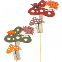Flower plug toadstool deco hedgehog autumn decoration 8cm 12pcs