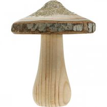 Product Wooden Mushroom Bark and Glitter Decoration Mushrooms Wood H8.5cm 4 pcs