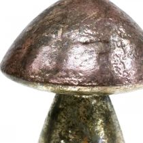 Product Decorative mushrooms pink autumn decoration glass Ø9cm H13.5cm 2pcs