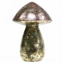 Product Decorative mushrooms pink autumn decoration glass Ø9cm H13.5cm 2pcs