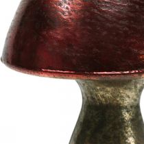 Deco mushroom red large glass autumn decoration Ø14cm H23cm