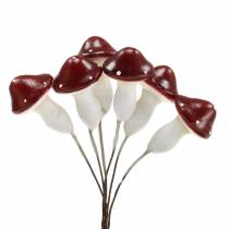Toadstool on wire red, white 2cm 48pcs