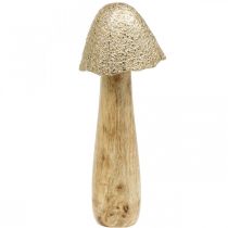 Decorative mushroom large metal wood golden, nature decorative figure autumn 32cm