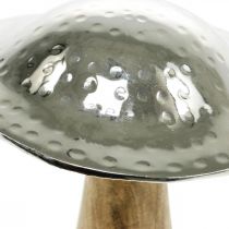 Decorative mushroom metal wood silver, nature decorative figure autumn 18cm