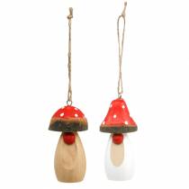 Product Mushroom to hang wood white, brown assorted 6.5 / 8cm 8pcs