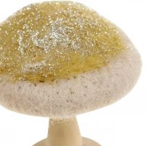 Product Deco mushroom wood, felt with glitter table decoration Advent H11cm 4pcs