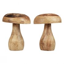 Wooden mushrooms decorative mushrooms wood natural autumn decoration Ø10cm H12cm 2pcs