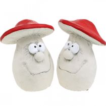 Product Mushrooms to decorate, New Year&#39;s Eve decoration, forest mushrooms, concrete decoration red, white H10cm W12.5cm 2pcs