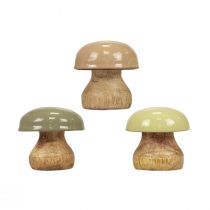 Product Wooden Mushrooms Deco Mushrooms Wood Deco Beige, Green Ø5cm H5.5cm 12pcs