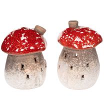 Product Mushroom House Light House Decorative Figurine Fly Agaric with Chimney 10cm 2pcs