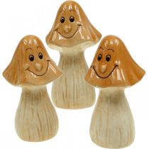 Product Deco mushrooms ceramic brown autumn decoration figures Ø6cm H10.5cm 3pcs