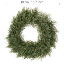 Product 40cm Artificial Pine Wreath with Small Cones