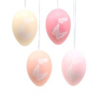 Easter eggs for hanging with butterflies pastel colors 6cm 12pcs