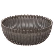 Product Set of 2 Anthracite Round Decorative Bowls with Ribbed Design – 15cm