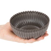 Product Set of 2 Anthracite Round Decorative Bowls with Ribbed Design – 15cm