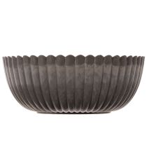 Product Set of 2 Anthracite Round Decorative Bowls with Ribbed Design – 15cm