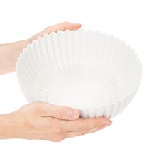 Product Large Ribbed Decorative Bowl in Light Grey – 25cm