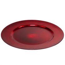 Plastic plate Ø33cm red with glazed effect