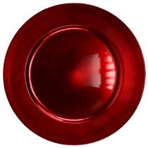 Plastic plate Ø33cm red with glazed effect
