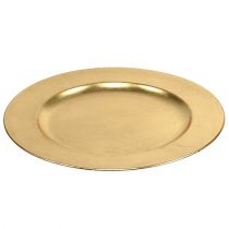 Plastic plate Ø33cm gold with gold leaf effect