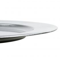Product Plastic plate silver Ø33cm with glaze effect