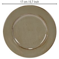 Product Set of 6 Small Decorative Plates – 17cm Dark Green/Brown