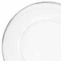 Product Decorative plate with silver rim clear plastic Ø33cm