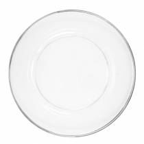 Product Decorative plate with silver rim clear plastic Ø33cm