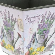 Product Plant pot lavender motif, square decorative pot, plastic cachepot H13cm W13.5cm