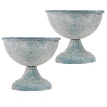 Product Cup Bowl Small Metal Blue White Antique Ø12cm H10.5cm 2pcs