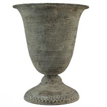 Cup vase metal grey/brown antique Ø20.5cm H25cm