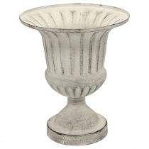 Cup Vase Metal Deco Shabby Chic White Gray H24cm Ø20cm