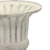 Cup Vase Metal Deco Shabby Chic White Gray H24cm Ø20cm