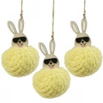 Decorative pendant bunny yellow bunny decoration Easter Ø7cm 6 pieces