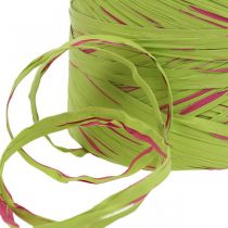 Raffia ribbon light green, pink, poly raffia 200m