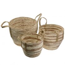 Rattan basket natural/brown Ø40/32/26cm 3pcs