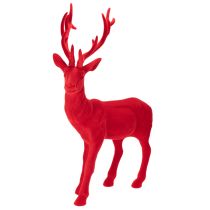 Product Large Red Flocked Standing Reindeer Decoration, 85 cm